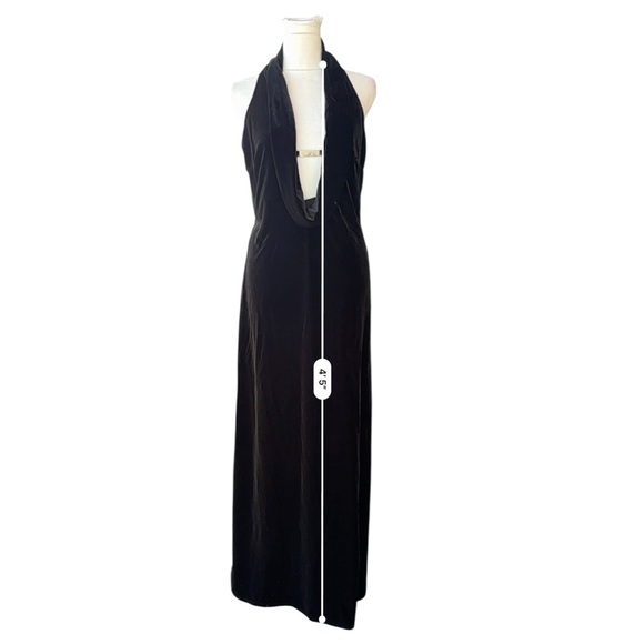Betsey & Adam Black Halter Maxi Dress Gown Velvet Size 14 Womens - Picture 1 of 7